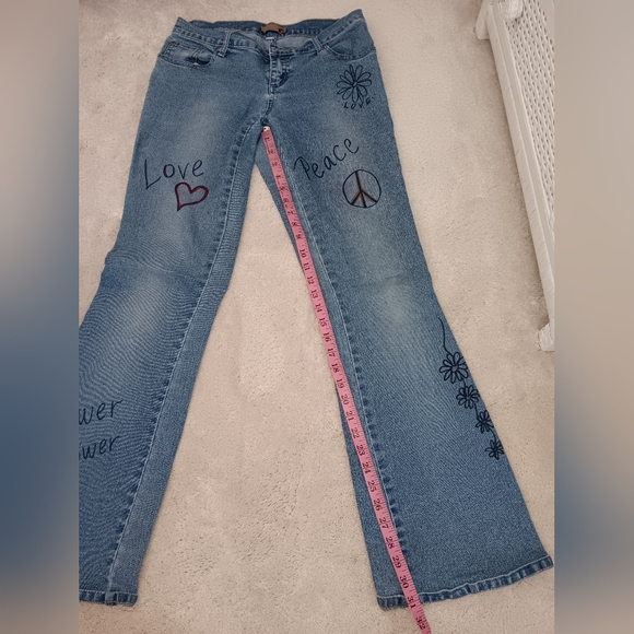 Forever 21~Retro 70's Wide Leg Bohemian Denim Jeans Low Rise - Picture 11 of 16